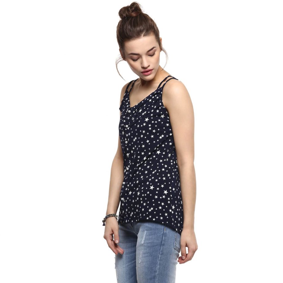 Buy Affordable Star Print Navy Blue Cami Top