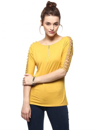 Buy Front Zipper Shoulder Cut Out Top at Best Price