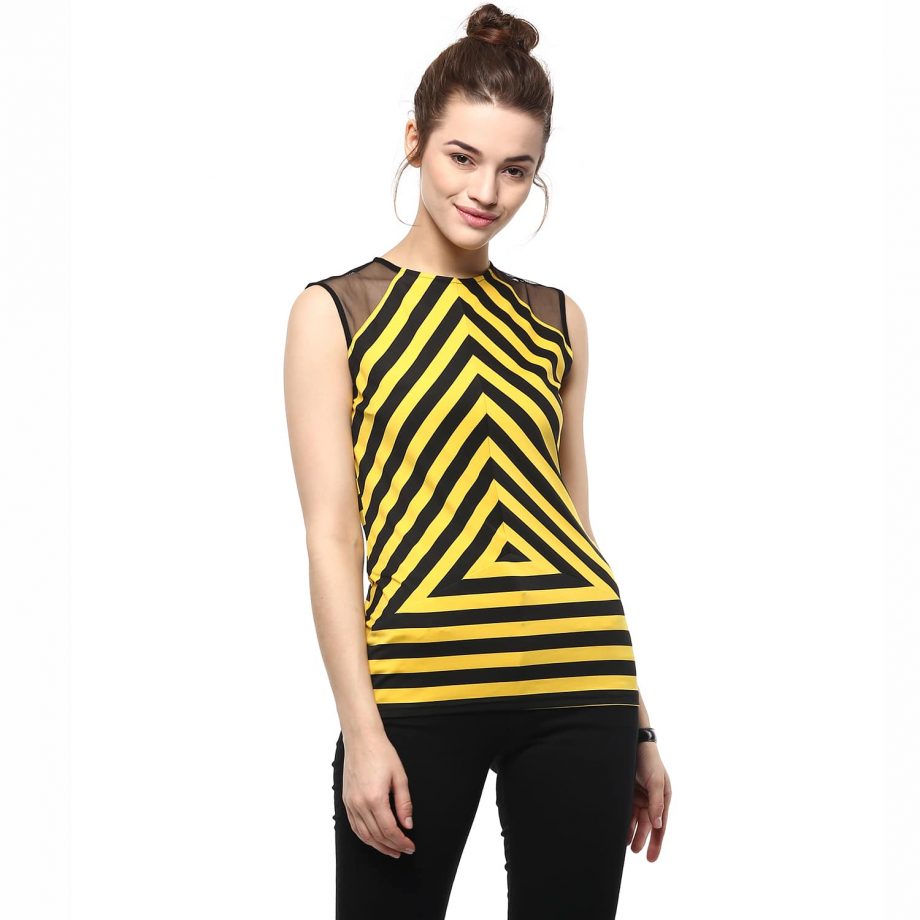 Buy Front Mesh With Stripe Play Yellow Top online