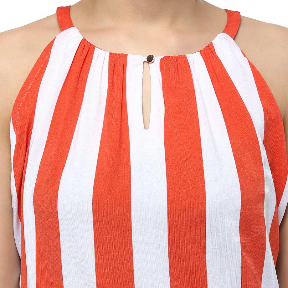 Shop Orange Stripe Top With Keyhole And Front Button