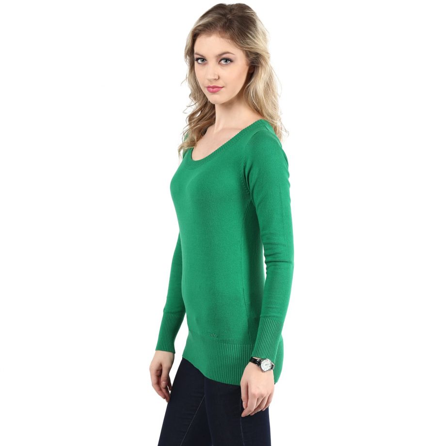 Buy Scoop Neck Sweater Green Color at Best Price