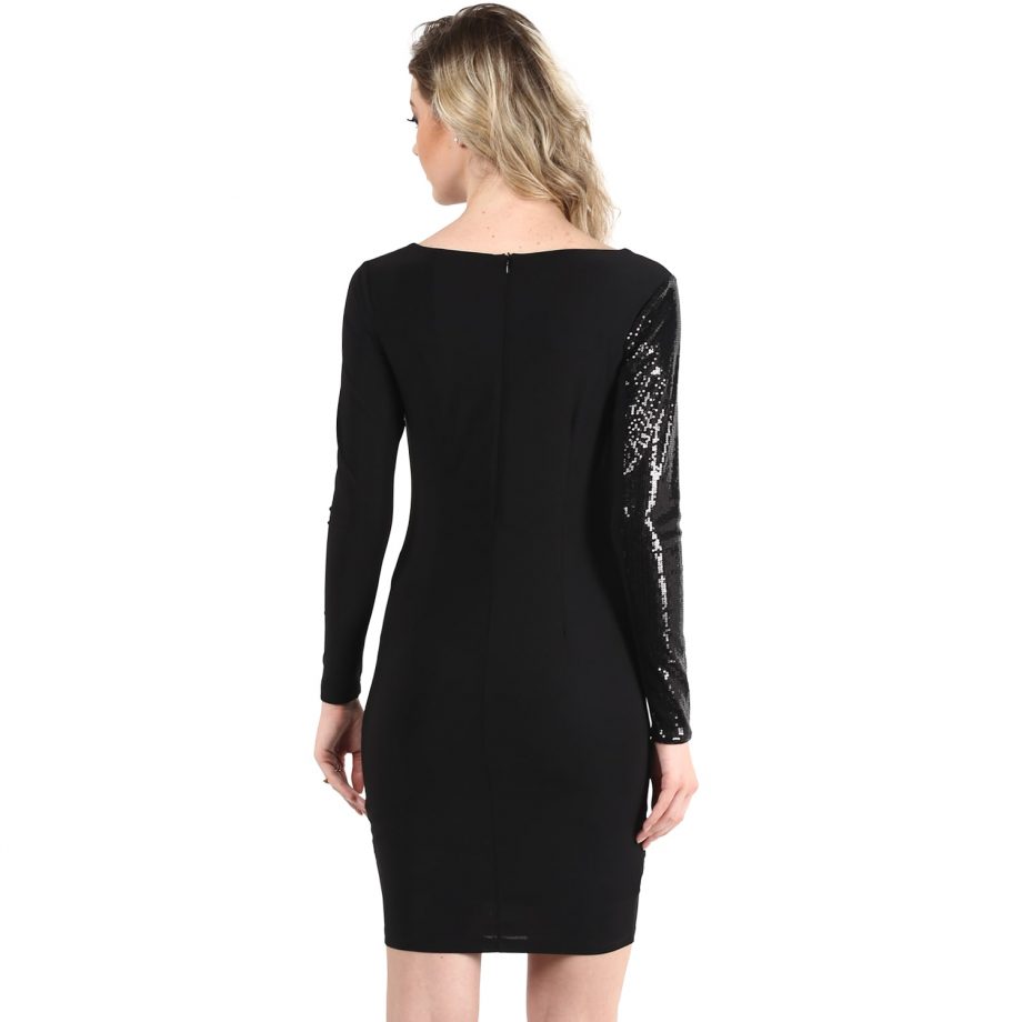 Affordable price black sequin sleeve detail dress
