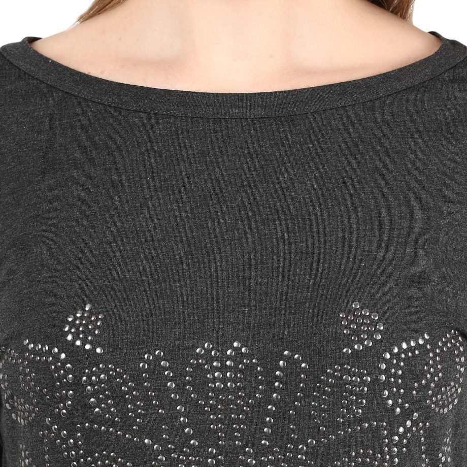 Shop for grey color sleeve cut embellishment top