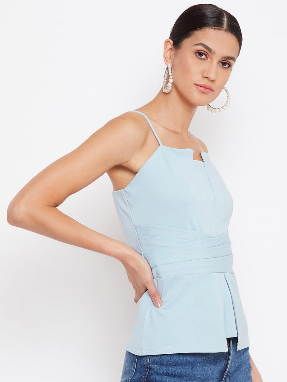 Aqua Color Waist Pleated Cami For Women Online At Best Price