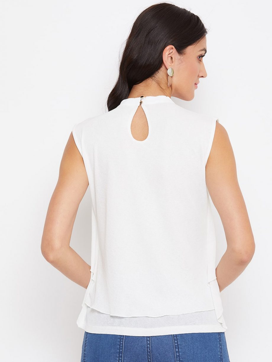 Multi-layered women top in white color