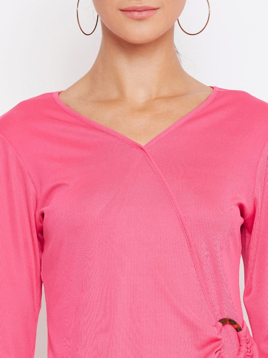 Front Wrapped Ring Pink Top